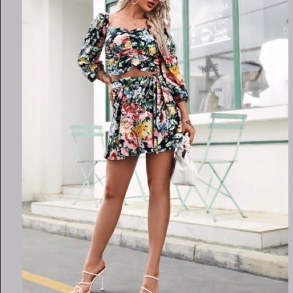 NWT Zara Dora Floral Top & Skirt Set
